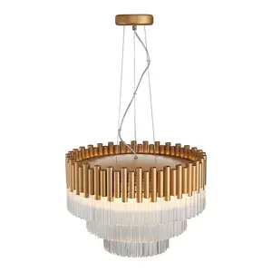 Luminosa Contemporary Pendant Ceiling 7 Light Gold, Crystal