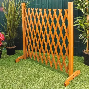 Expanding Trellis Garden Fence - Versatile & Portable Brown Freestanding Wooden Decorative Lattice Screen - Expands to 6'2"