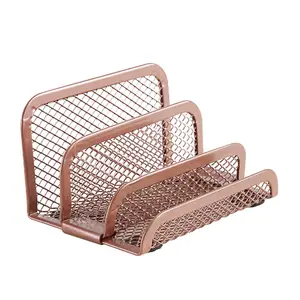 6Pcs Rose Gold Office Metal Desktop Organizers Multi-Functional Pen Holder Set