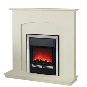 Bradshaw Soft White Timber Fireplace with Inset Electric Fire