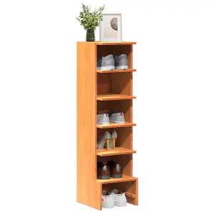 Shoe Cabinet Wax Brown 28x30x104 cm Solid Wood Pine