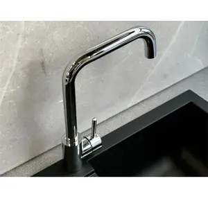 Reginox Chrome Stainless Steel Kitchen Sink Tap SALINA CH Square Neck Deck Mounted