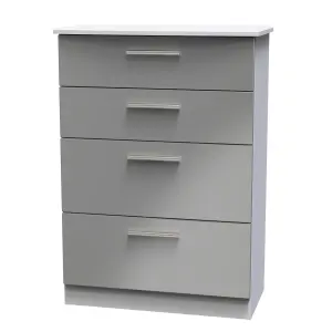 Harrow 4 Drawer Deep Chest in Grey Gloss (Ready Assembled)