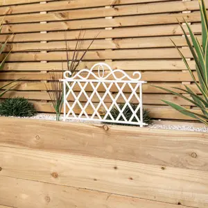 Pack of 3 27cm White Plastic Garden Patio Lawn Border Fence Edging