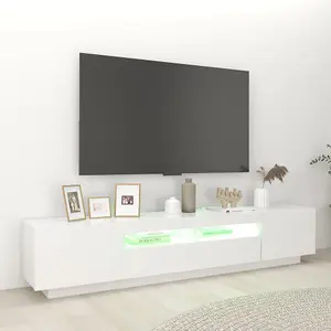 Berkfield TV Cabinet with LED Lights White 200x35x40 cm