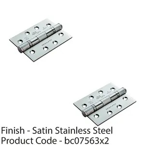 2 PACK - 3 Pack SetGrade 13 Ball Bearing P Hinge - 102 x 76mm Satin Stainless Steel Door