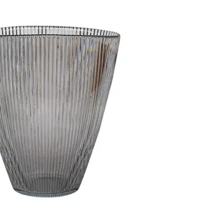 Charcoal Ribbed Vase H24.5Cm W21.5Cm