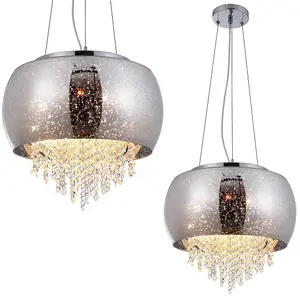 Milagro Starlight Pendant Lamp 3XE14 A Stunning Hand Made Lamp 39CM Glass Shade Housing Chrome Fitments And Gorgeous Crystals