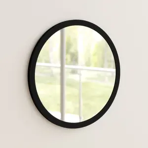 Tabatha Wood Flat Wall Mirror Black / 110cm H x 110cm W