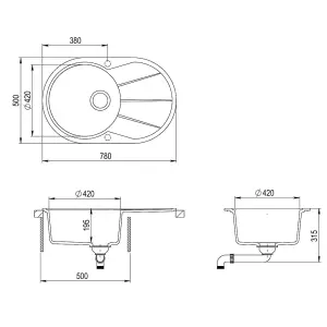 Berkfield Granite Kitchen Sink Single Basin Oval Beige