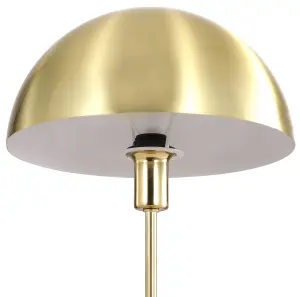 GoodHome Songor Modern Round Brushed Brass effect Eco halogen Table lamp