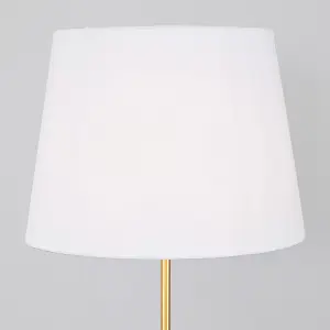 ValueLights Modern Gold Metal Standard Floor Lamp With White Tapered Shade - Includes 6w LED Bulb 3000K Warm White