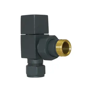 Right Radiators Angled Square Head Anthracite Towel Rail Radiator Valves Pair