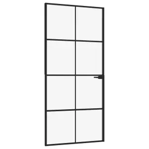 Berkfield Interior Door Black 93x201.5 cm Tempered Glass&Aluminium