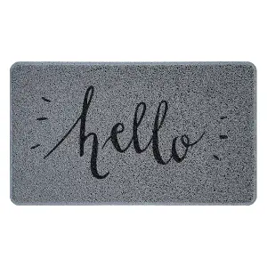 Nicoman Spaghetti Novelty UV Print Door Mat Grey 75 x 45cm - Hello