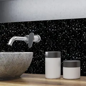 Walplus Terrazzo Holographic Glitter Black Wall Metallic Tile Sticker Set 24Pcs