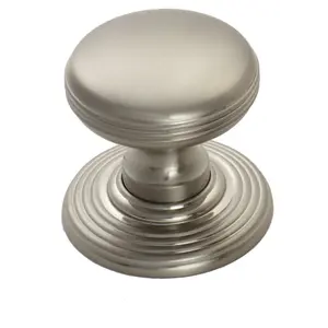 Smooth Ringed Cupboard Door Knob 28mm Dia Satin Nickel Cabinet Handle