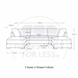 Bishop Silver U Shaped Soft Fabric Jumbo Cord Detachable 5 Seater Large Sofa