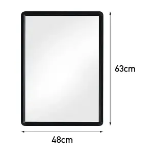 Black Wall Mounted Rectangular Framed Bathroom Mirror Vanity Mirror 480 x 630 mm