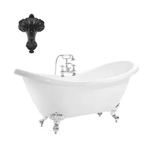 Balmoral 1750mm Double Ended Slipper Bath with Black Claw & Ball Feet