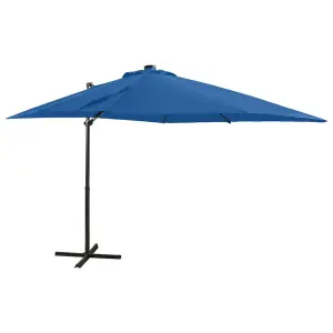 Berkfield Cantilever Umbrella with Pole and LED Lights Azure Blue 250 cm