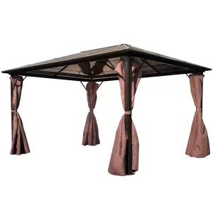 Berkfield Gazebo with Curtain Brown Aluminium 400 x 300 cm