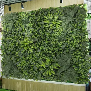 Artificial Plant Wall Panel Decoration Artificial Hedges Panels Leaf Lawn Wall Plant Greenery Panels 100x100 cm