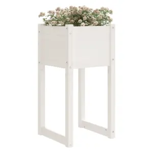 Berkfield Planters 2 pcs White 40x40x81 cm Solid Wood Pine