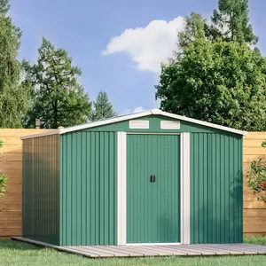 Ajnag 8ft. W x 8ft. D Metal Tool Shed Dark Green