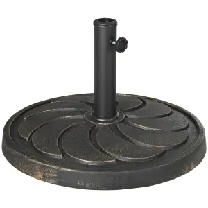 Outsunny 18kg Round Resin Garden Parasol Base for Poles of 38mm-48mm