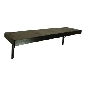 Solid Wood Handmade Rustical Shelf Black Ash 225mm 9 inch with Black Metal Bracket BOW Length of 240cm