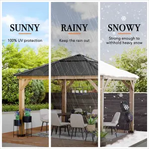 Sunjoy FSC Cedar Wood Gazebo PIRIN - 336cm x 336cm, Anthracite