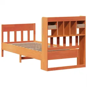 Berkfield Bed Frame without Mattress Wax Brown 75x190 cm Small Single Solid Wood Pine