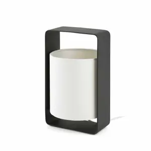 Luminosa Lula 1 Light Small Table Lamp White, Black with White Shade, E27