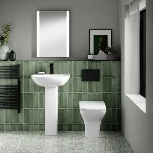 Nes Home Square Back to Wall Rimless Toilet and Soft Close Seat White