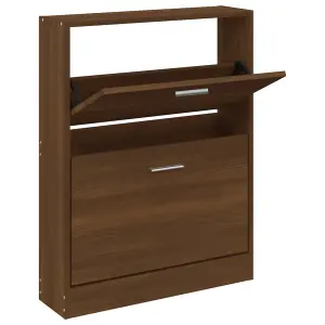 Berkfield Shoe Cabinet Brown Oak 59x17x81 cm Engineered Wood