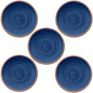 Purely Home Rustic Swirl Indigo Melamine Dinner Plates - Set of 5