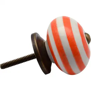 Nicola Spring - Round Ceramic Cabinet Knobs - Stripe - Pack of 6