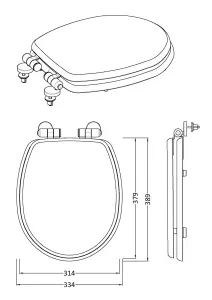 Traditional Soft Close, Top Fix Wooden Toilet Seat (Suitable for Legacy Balterley Toilets) - Gloss White