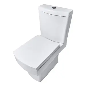 Rinse Bathrooms Bathroom Dual Flush Close Coupled Toilet Square WC with Soft Close Seat