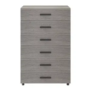 Atomia Matt grey oak effect Chipboard, plastic & steel 6 Drawer Chest of drawers (H)1125mm (W)750mm (D)450mm