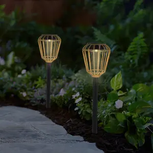 Faroz Brown Rattan effect Solar-powered Integrated LED Outdoor Stake light