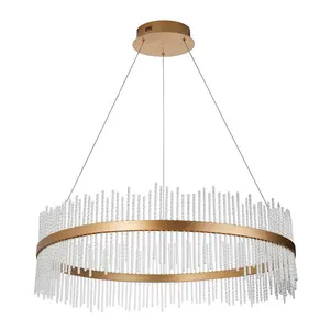 Luminosa Trapani Pendant Ceiling Light Brushed Gold Plated, Clear Glass