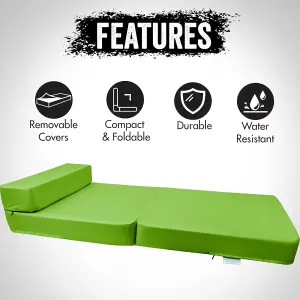 Fold Out Single Z Bed Futon Sofa Chair Mattress - Lime