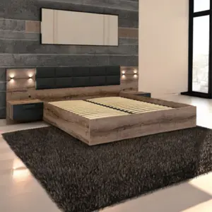 Austin Luxury Ottoman Storage Bed with LED Lights and Lift Up Frame -  Super King Size