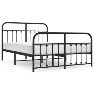 Berkfield Metal Bed Frame with Headboard and Footboard Black 135x190 cm