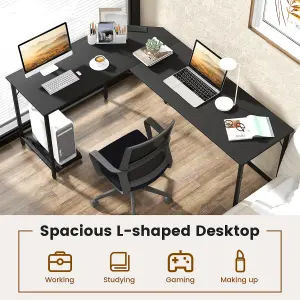 Costway L-Shaped Home Office Desk Computer Corner Desk Gaming Table with CPU Stand