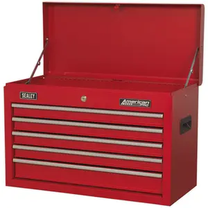 High Gloss Red 5 Drawer Tool Chest Storage Unit - Compact and Secure