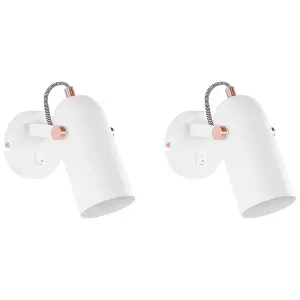 Set of 2 Metal Spotlight Lamps White TYRIA