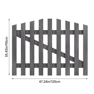 Grey 120x90cm Outdoor Wooden Garden Gate Spruce Wood Fence Door with Door Bolt